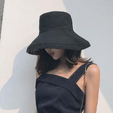 Sun hat summer female solid color big hat Japanese basin hat tide cloth hat sun hat sunscreen folding