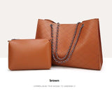 Women Bags Set 2 Pcs Leather Handbag Women Large Tote Bags Ladies Shoulder Bag