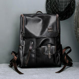 Men's Leather USB Charging Backpack - Anti Theft