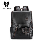 Men's Leather USB Charging Backpack - Anti Theft
