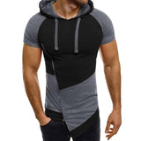 Men Clothes 2018 Bodybuilding Hoodies Men Sweatshirts Casual Gyms Patchwork Hoody Short Sleeve Sweatshirt Men's Slim Fit Hooded