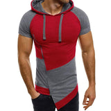 Men Clothes 2018 Bodybuilding Hoodies Men Sweatshirts Casual Gyms Patchwork Hoody Short Sleeve Sweatshirt Men's Slim Fit Hooded