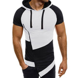Men Clothes 2018 Bodybuilding Hoodies Men Sweatshirts Casual Gyms Patchwork Hoody Short Sleeve Sweatshirt Men's Slim Fit Hooded