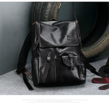 Men's Leather USB Charging Backpack - Anti Theft
