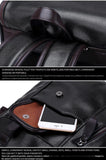 Men's Leather USB Charging Backpack - Anti Theft