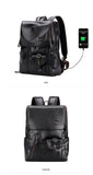 Men's Leather USB Charging Backpack - Anti Theft