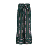 Print Wide Leg Pants Women Casual Pants Trousers High Waist Tie Belt Beach Summer Pants Female Clothes Pantalon Palazzo Pant