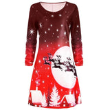 Female 2018 Casual Christmas Floral Dress Christmas Party Clothes Women Long Sleeve Twinkle Ladies Dresses Midi Dress Vestidos