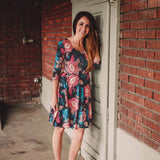 Mom＆Me Lady Three Quarter Floral Print Dress Family Outfits Clothes